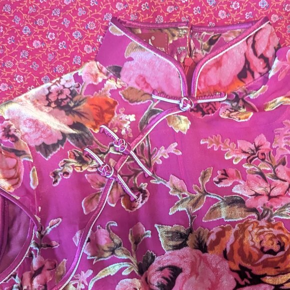 Velvet Unconventional Lace Pin Up Asian Dress Whimsigoth Mandarin Rockabilly - Picture 10 of 10